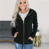 Women's Hooded Long Sleeve Full Zip Solid Knit Cardigan Sweater