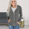 Women's Hooded Long Sleeve Full Zip Solid Knit Cardigan Sweater