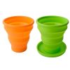 1pc Soft Silicone With Lid; Retractable Mini Folding Water Cup