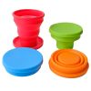 1pc Soft Silicone With Lid; Retractable Mini Folding Water Cup