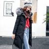 winter women hooded coat fur collar thicken warm long jacket