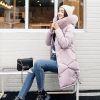 winter women hooded coat fur collar thicken warm long jacket