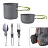 5Pcs Camping Cookware Mess Kit with Lightweight Aluminum Pot