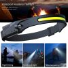 COB LED Induction Riding Headlamp Flashlight USB Rechargeable