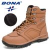 BONA New Designers Action Leather Winter Ankle Boots Men Tactical Plush