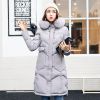 winter women hooded coat fur collar thicken warm long jacket