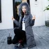 winter women hooded coat fur collar thicken warm long jacket