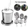 Stainless Steel Folding Cup; Portable Ultralight Collapsible Travel Cup