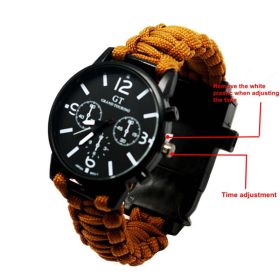 Outdoor Multi function Camping Survival Watch Bracelet Tools With LED Light (Color: Kahki)