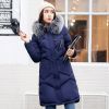 winter women hooded coat fur collar thicken warm long jacket