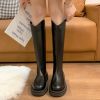 Lucyever Thick Bottom Brown Knee High Boots Women