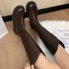 Lucyever Thick Bottom Brown Knee High Boots Women