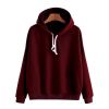 Women Casual Solid Color Long Sleeve Hooded Sweatshirts