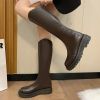 Lucyever Thick Bottom Brown Knee High Boots Women